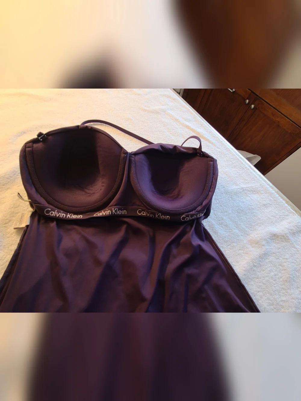 Calvin Klein Studded One Piece Swimsuit Purple Size 12 Underwire B/C Cups - Picture 5 of 12